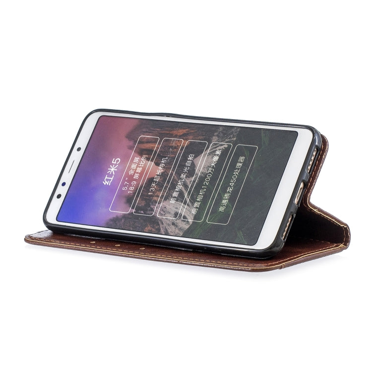 For Xiaomi Redmi 5 Plus Copper Buckle Nappa Texture Horizontal Flip Leather Case, with Holder & Card Slots & Wallet