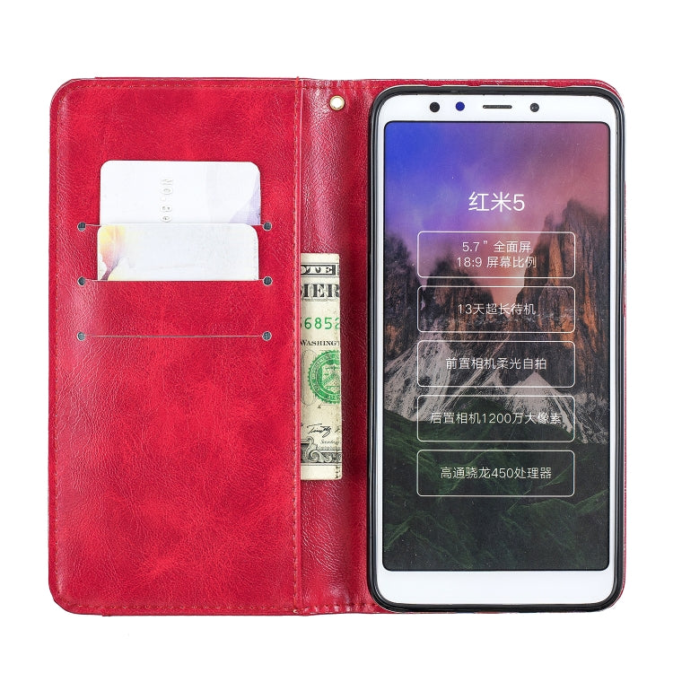 For Xiaomi Redmi 6 Copper Buckle Nappa Texture Horizontal Flip Leather Case, with Holder & Card Slots & Wallet