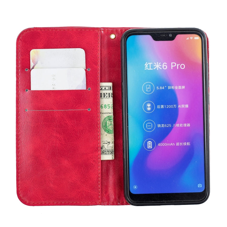 For Xiaomi Redmi 6 Pro Copper Buckle Nappa Texture Horizontal Flip Leather Case, with Holder & Card Slots & Wallet