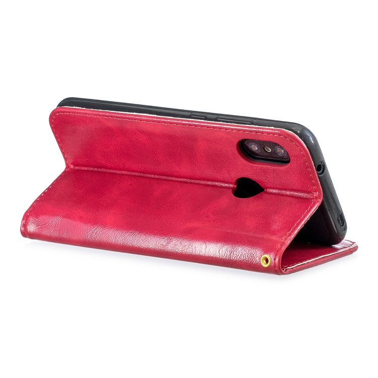 For Xiaomi Redmi 6 Pro Copper Buckle Nappa Texture Horizontal Flip Leather Case, with Holder & Card Slots & Wallet