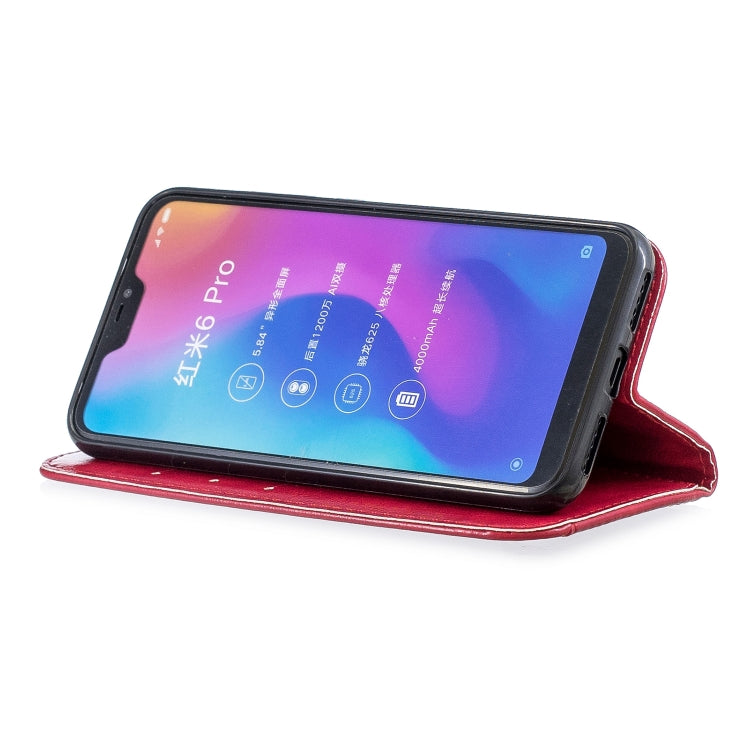 For Xiaomi Redmi 6 Pro Copper Buckle Nappa Texture Horizontal Flip Leather Case, with Holder & Card Slots & Wallet