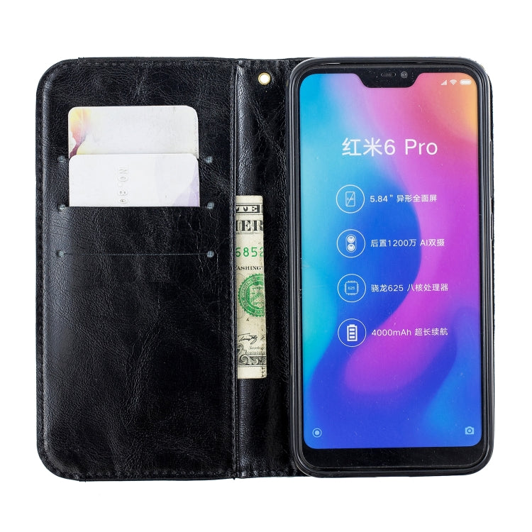 For Xiaomi Redmi 6 Pro Copper Buckle Nappa Texture Horizontal Flip Leather Case, with Holder & Card Slots & Wallet