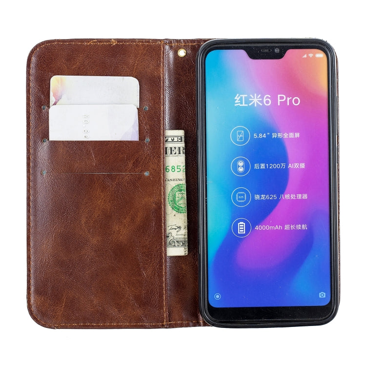 For Xiaomi Redmi 6 Pro Copper Buckle Nappa Texture Horizontal Flip Leather Case, with Holder & Card Slots & Wallet