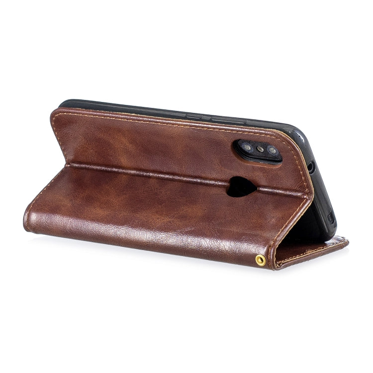 For Xiaomi Redmi 6 Pro Copper Buckle Nappa Texture Horizontal Flip Leather Case, with Holder & Card Slots & Wallet