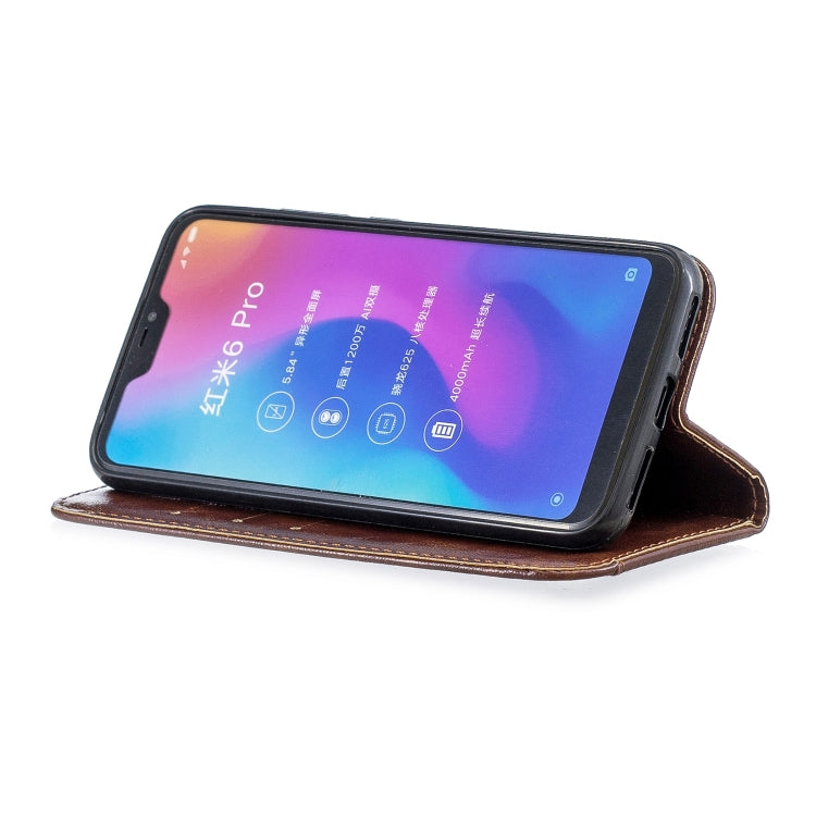 For Xiaomi Redmi 6 Pro Copper Buckle Nappa Texture Horizontal Flip Leather Case, with Holder & Card Slots & Wallet