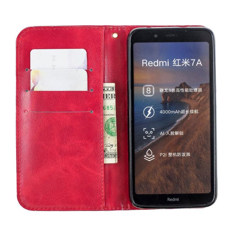 For Xiaomi Redmi 7A Copper Buckle Nappa Texture Horizontal Flip Leather Case, with Holder & Card Slots & Wallet