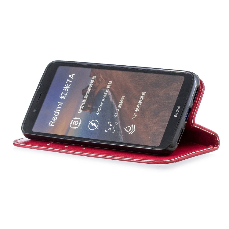 For Xiaomi Redmi 7A Copper Buckle Nappa Texture Horizontal Flip Leather Case, with Holder & Card Slots & Wallet