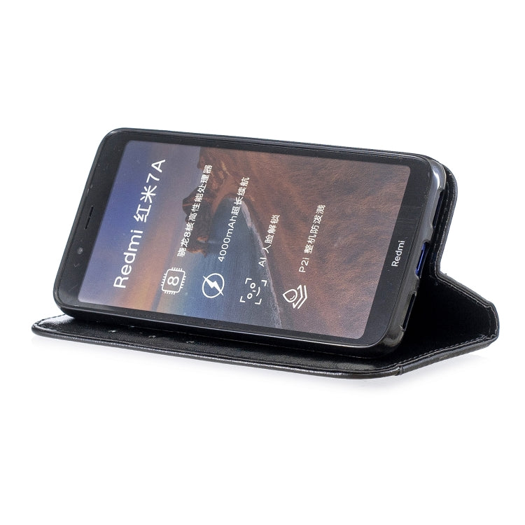 For Xiaomi Redmi 7A Copper Buckle Nappa Texture Horizontal Flip Leather Case, with Holder & Card Slots & Wallet