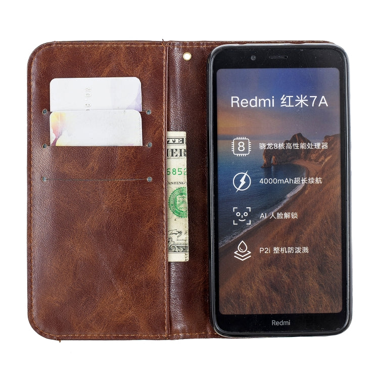 For Xiaomi Redmi 7A Copper Buckle Nappa Texture Horizontal Flip Leather Case, with Holder & Card Slots & Wallet