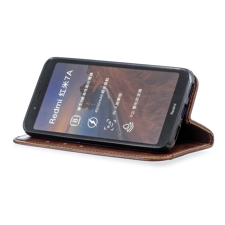 For Xiaomi Redmi 7A Copper Buckle Nappa Texture Horizontal Flip Leather Case, with Holder & Card Slots & Wallet