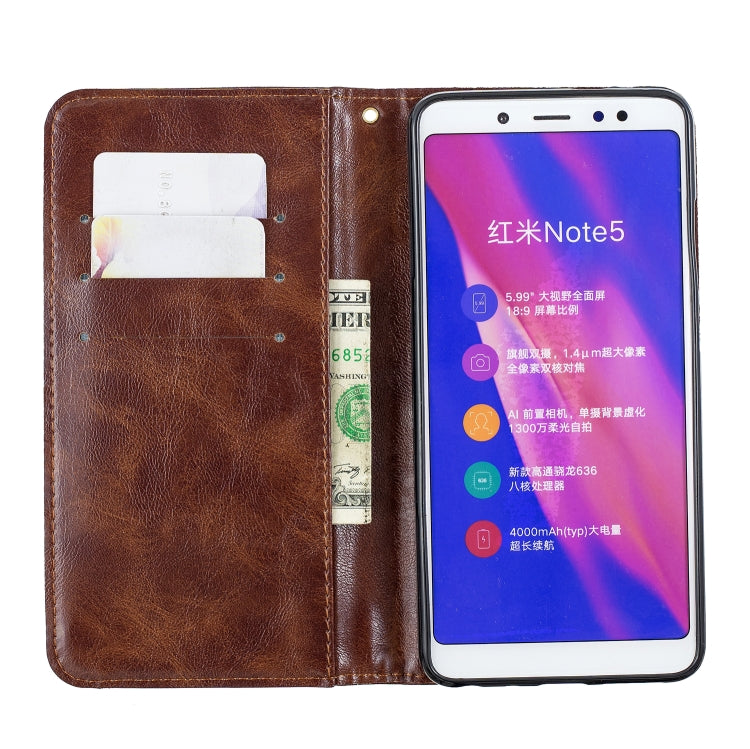 For Xiaomi Redmi Note5 Copper Buckle Nappa Texture Horizontal Flip Leather Case, with Holder & Card Slots & Wallet