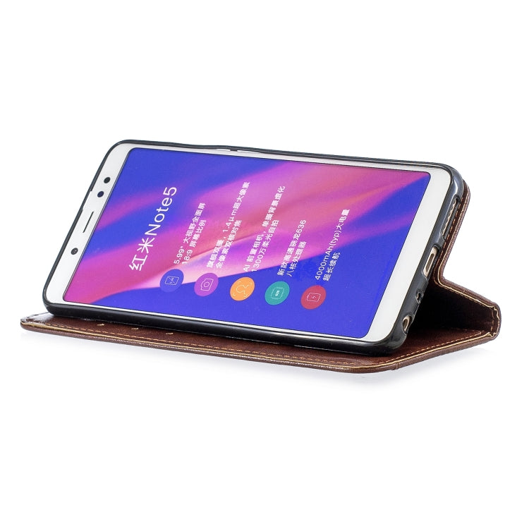 For Xiaomi Redmi Note5 Copper Buckle Nappa Texture Horizontal Flip Leather Case, with Holder & Card Slots & Wallet