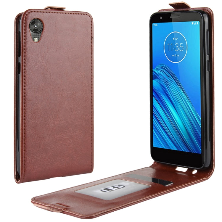 For Motorola Moto E6 Crazy Horse Vertical Flip Leather Protective Case