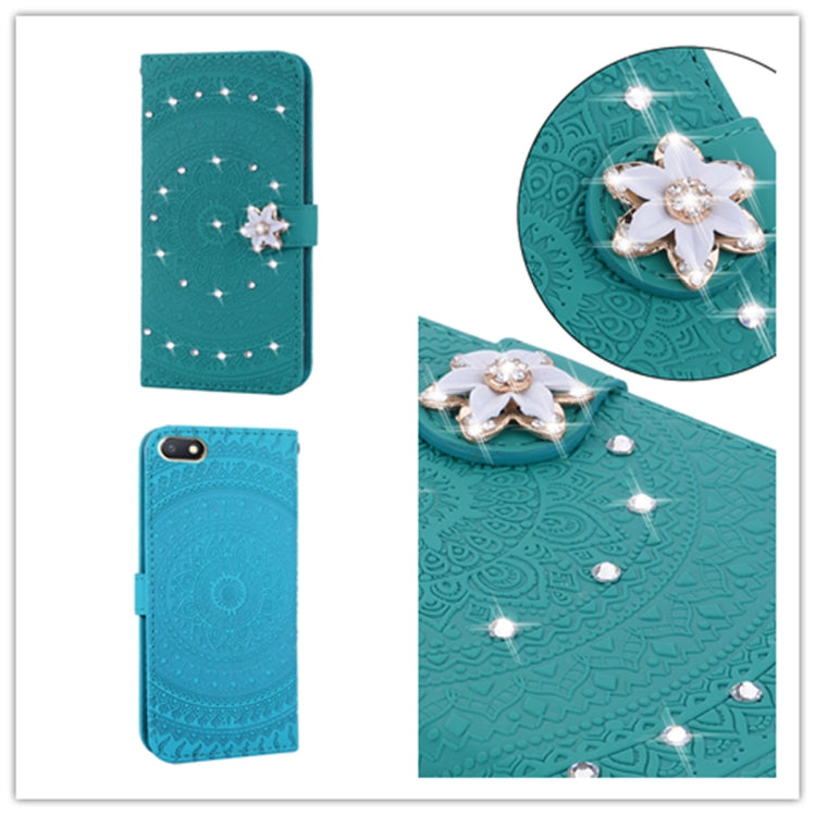 For Xiaomi Redmi 6a Pressed Printing Sticking Drill Pattern Horizontal Flip PU Leather Case with Holder & Card Slots & Wallet & & Lanyard