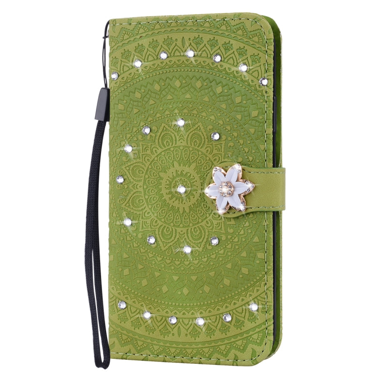 For Xiaomi Redmi 6a Pressed Printing Sticking Drill Pattern Horizontal Flip PU Leather Case with Holder & Card Slots & Wallet & & Lanyard