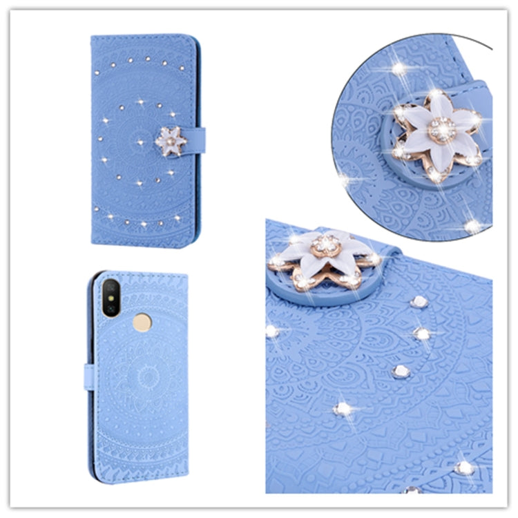 For Xiaomi Redmi Note 6 Pro Pressed Printing Sticking Drill Pattern Horizontal Flip PU Leather Case with Holder & Card Slots & Wallet & & Lanyard