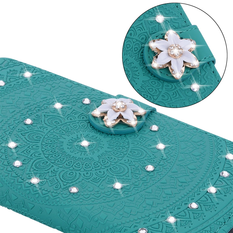 For Xiaomi Redmi Note 7 Pressed Printing Sticking Drill Pattern Horizontal Flip PU Leather Case with Holder & Card Slots & Wallet & & Lanyard