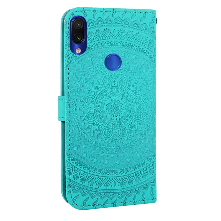 For Xiaomi Redmi Note 7 Pressed Printing Sticking Drill Pattern Horizontal Flip PU Leather Case with Holder & Card Slots & Wallet & & Lanyard