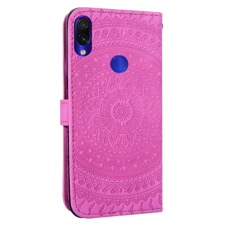 For Xiaomi Redmi Note 7 Pressed Printing Sticking Drill Pattern Horizontal Flip PU Leather Case with Holder & Card Slots & Wallet & & Lanyard