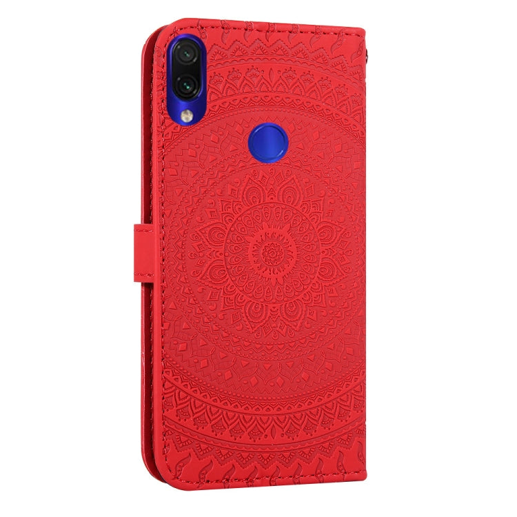 For Xiaomi Redmi Note 7 Pressed Printing Sticking Drill Pattern Horizontal Flip PU Leather Case with Holder & Card Slots & Wallet & & Lanyard