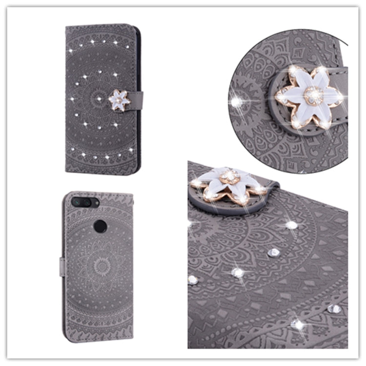 For Xiaomi 8 Lite Pressed Printing Sticking Drill Pattern Horizontal Flip PU Leather Case with Holder & Card Slots & Wallet & & Lanyard