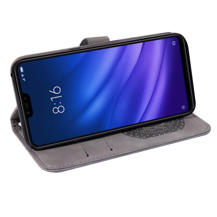 For Xiaomi 8 Lite Pressed Printing Sticking Drill Pattern Horizontal Flip PU Leather Case with Holder & Card Slots & Wallet & & Lanyard