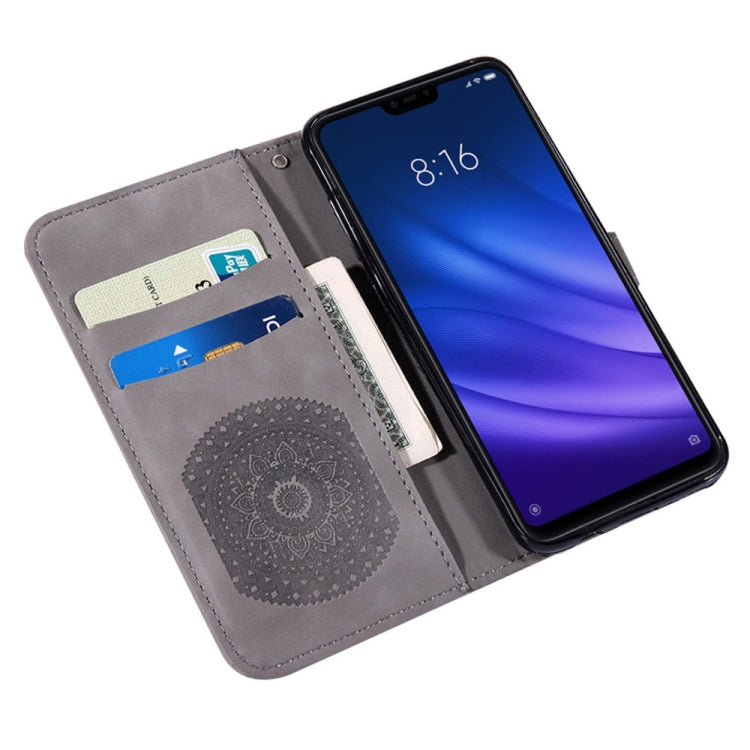 For Xiaomi 8 Lite Pressed Printing Sticking Drill Pattern Horizontal Flip PU Leather Case with Holder & Card Slots & Wallet & & Lanyard