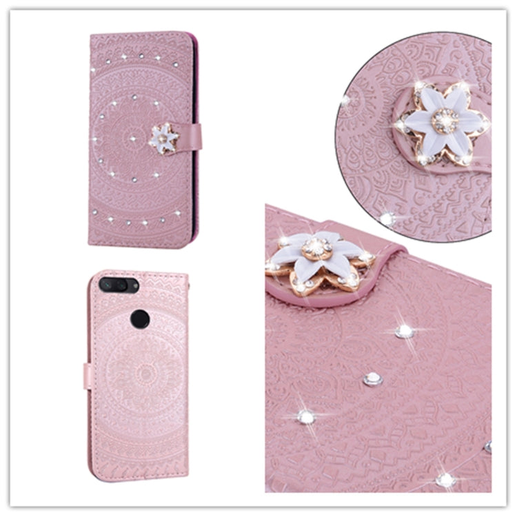 For Xiaomi 8 Lite Pressed Printing Sticking Drill Pattern Horizontal Flip PU Leather Case with Holder & Card Slots & Wallet & & Lanyard