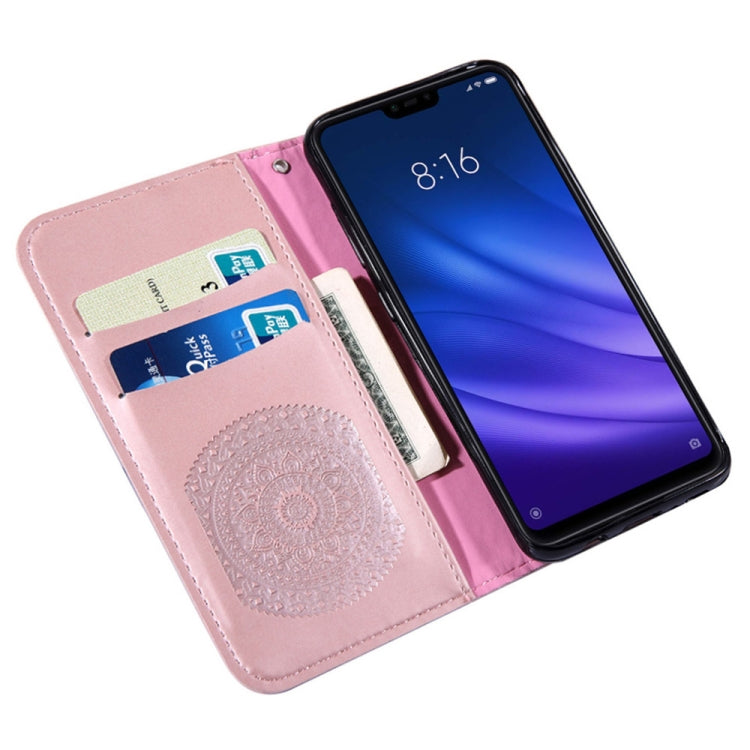 For Xiaomi 8 Lite Pressed Printing Sticking Drill Pattern Horizontal Flip PU Leather Case with Holder & Card Slots & Wallet & & Lanyard