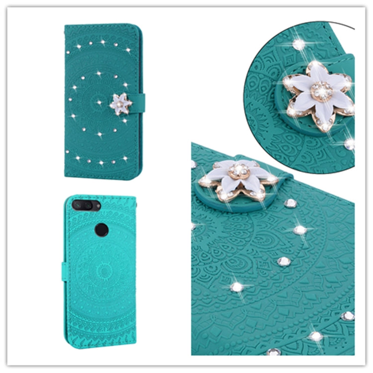 For Xiaomi 8 Lite Pressed Printing Sticking Drill Pattern Horizontal Flip PU Leather Case with Holder & Card Slots & Wallet & & Lanyard