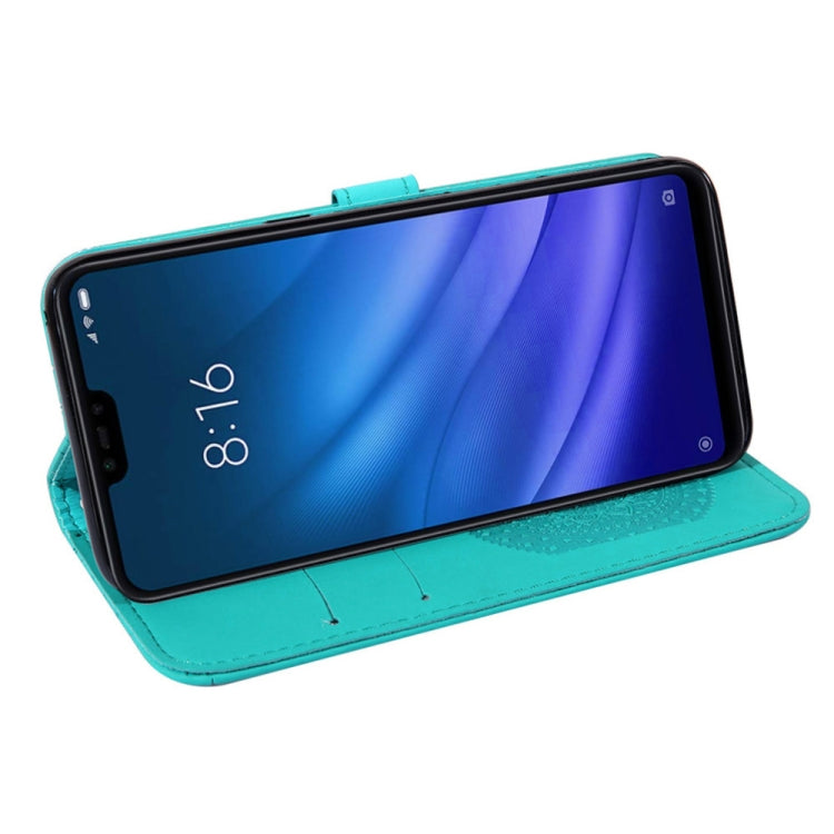 For Xiaomi 8 Lite Pressed Printing Sticking Drill Pattern Horizontal Flip PU Leather Case with Holder & Card Slots & Wallet & & Lanyard