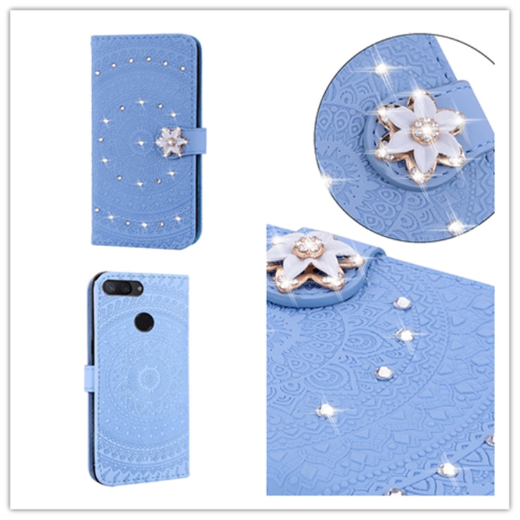 For Xiaomi 8 Lite Pressed Printing Sticking Drill Pattern Horizontal Flip PU Leather Case with Holder & Card Slots & Wallet & & Lanyard