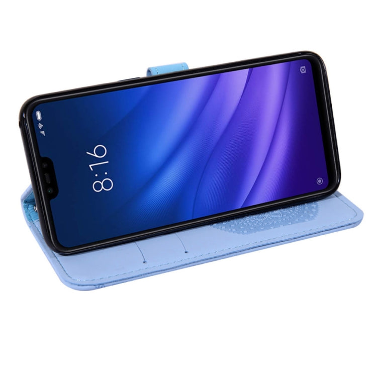 For Xiaomi 8 Lite Pressed Printing Sticking Drill Pattern Horizontal Flip PU Leather Case with Holder & Card Slots & Wallet & & Lanyard