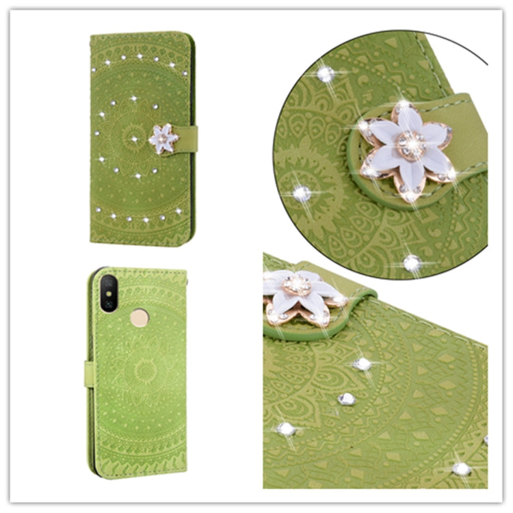 For Xiaomi 8 Lite Pressed Printing Sticking Drill Pattern Horizontal Flip PU Leather Case with Holder & Card Slots & Wallet & & Lanyard