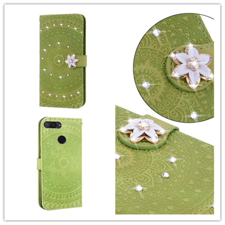 For Xiaomi 8 Lite Pressed Printing Sticking Drill Pattern Horizontal Flip PU Leather Case with Holder & Card Slots & Wallet & & Lanyard