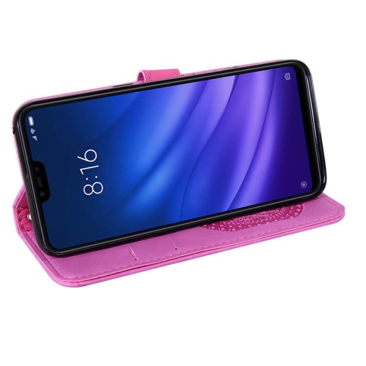 For Xiaomi 8 Lite Pressed Printing Sticking Drill Pattern Horizontal Flip PU Leather Case with Holder & Card Slots & Wallet & & Lanyard