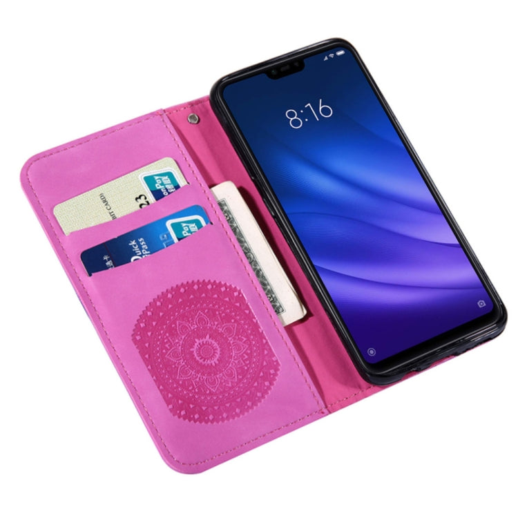 For Xiaomi 8 Lite Pressed Printing Sticking Drill Pattern Horizontal Flip PU Leather Case with Holder & Card Slots & Wallet & & Lanyard