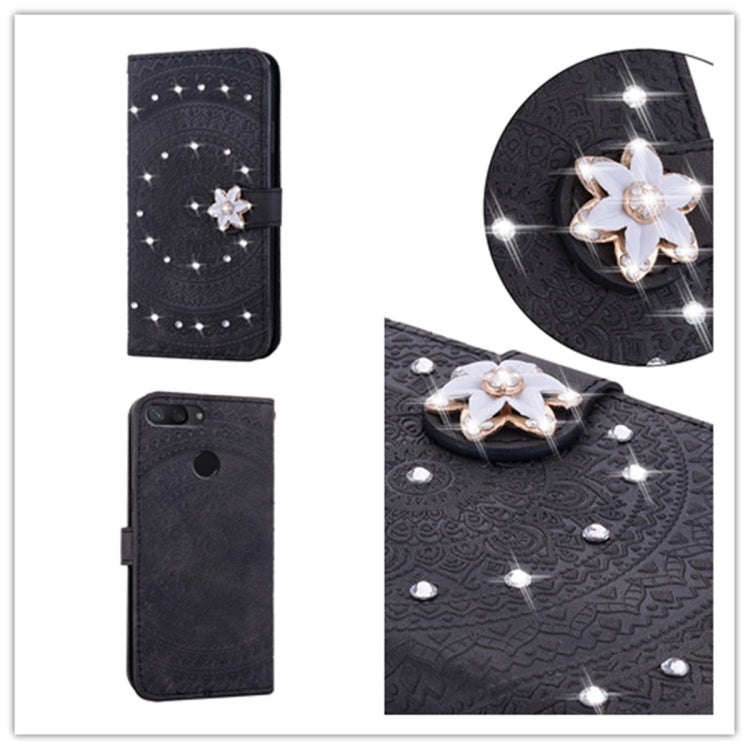 For Xiaomi 8 Lite Pressed Printing Sticking Drill Pattern Horizontal Flip PU Leather Case with Holder & Card Slots & Wallet & & Lanyard