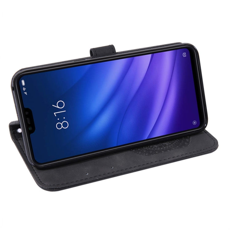 For Xiaomi 8 Lite Pressed Printing Sticking Drill Pattern Horizontal Flip PU Leather Case with Holder & Card Slots & Wallet & & Lanyard