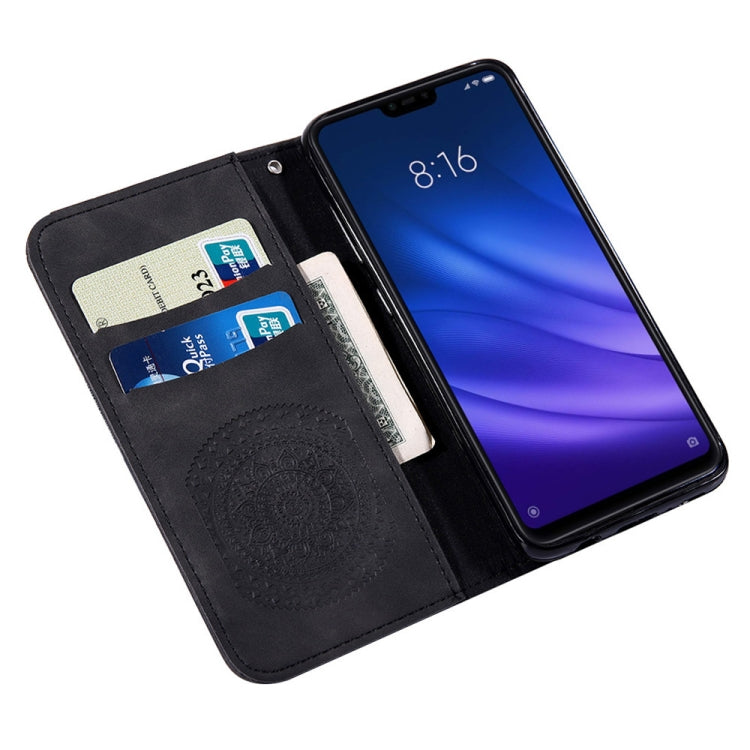 For Xiaomi 8 Lite Pressed Printing Sticking Drill Pattern Horizontal Flip PU Leather Case with Holder & Card Slots & Wallet & & Lanyard