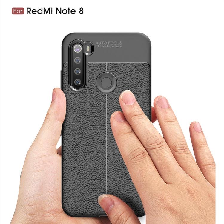 For Xiaomi Redmi Note 8 Litchi Texture TPU Shockproof Case(Navy Blue)