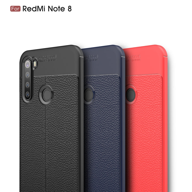 For Xiaomi Redmi Note 8 Litchi Texture TPU Shockproof Case(Navy Blue)