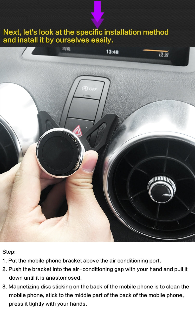 Applicable for Audi A1/S1 Vehicle-Mounted Mobile Phone Bracket Air Outlet Suction Cup Self-Gravity Model(Red)