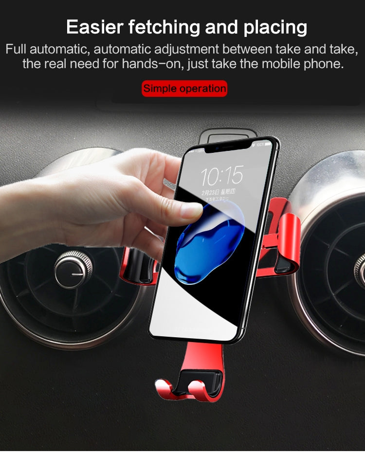 Applicable for Audi A1/S1 Vehicle-Mounted Mobile Phone Bracket Air Outlet Suction Cup Self-Gravity Model(Red)