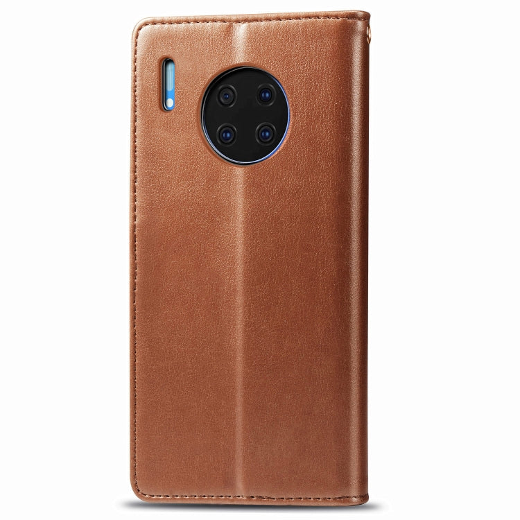 For Huawei Mate 30 Pro Retro Solid Color Leather Buckle Phone Case with Lanyard & Photo Frame & Card Slot & Wallet & Stand Function