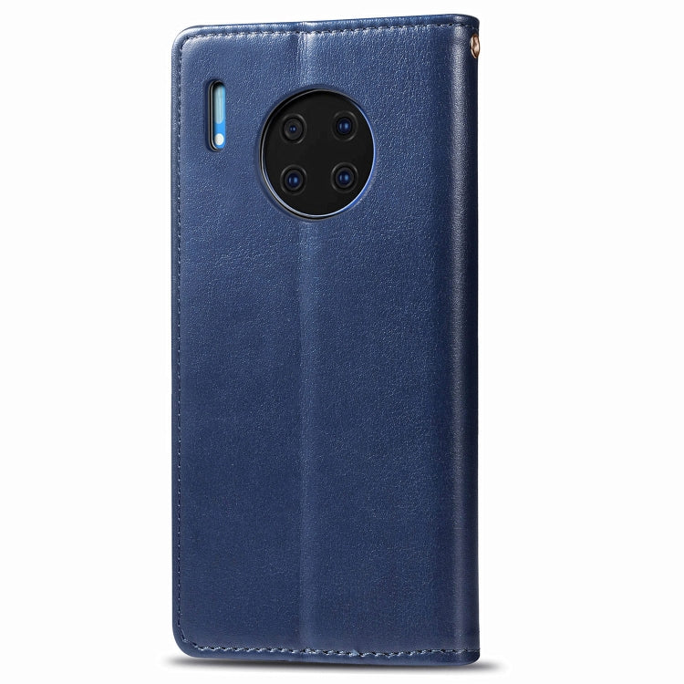 For Huawei Mate 30 Pro Retro Solid Color Leather Buckle Phone Case with Lanyard & Photo Frame & Card Slot & Wallet & Stand Function