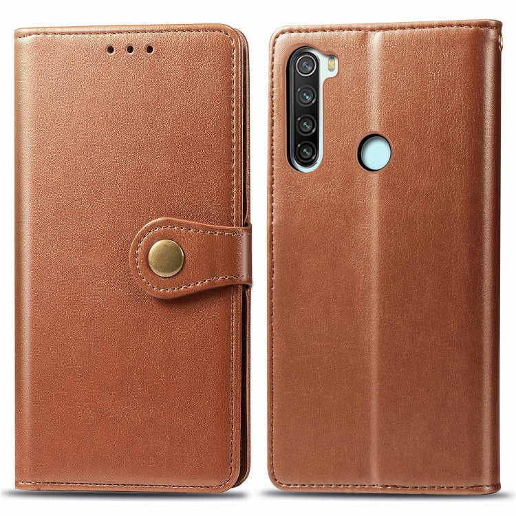 For Xiaomi Redmi Note 8 Retro Solid Color Leather Buckle Phone Case with Lanyard & Photo Frame & Card Slot & Wallet & Stand Function