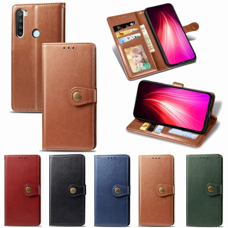 For Xiaomi Redmi Note 8 Retro Solid Color Leather Buckle Phone Case with Lanyard & Photo Frame & Card Slot & Wallet & Stand Function