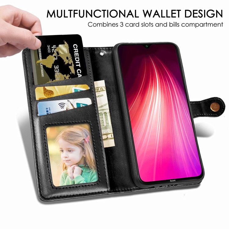 For Xiaomi Redmi Note 8 Retro Solid Color Leather Buckle Phone Case with Lanyard & Photo Frame & Card Slot & Wallet & Stand Function