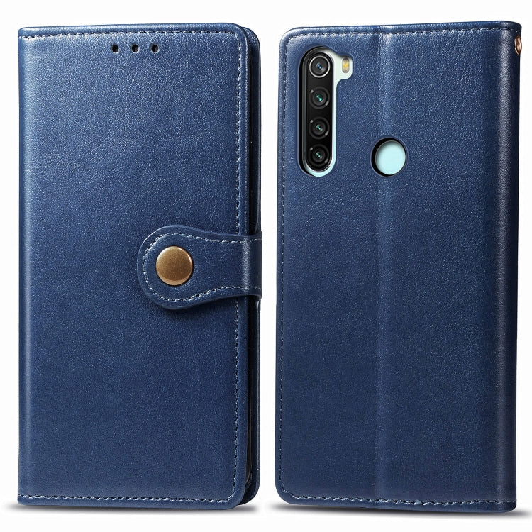 For Xiaomi Redmi Note 8 Retro Solid Color Leather Buckle Phone Case with Lanyard & Photo Frame & Card Slot & Wallet & Stand Function